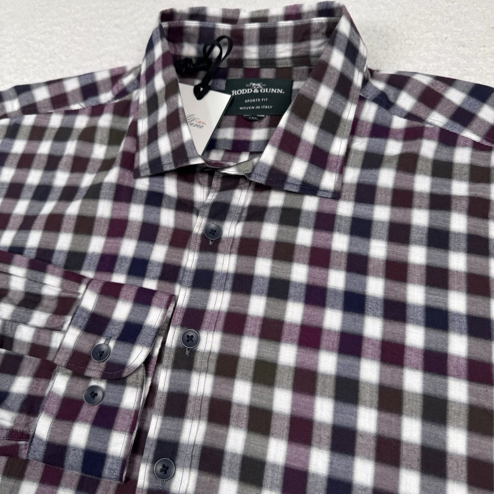 Rodd & Gunn Harvest Ave Sports Fit Shirt Albini L/S Port Plaid Men's XXL 2X NWT